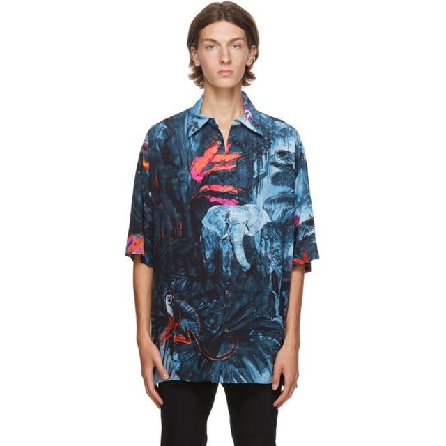 Valentino Blue Mural Jungle Shirt