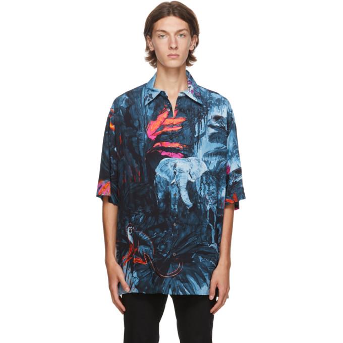 Valentino Blue Mural Jungle Shirt
