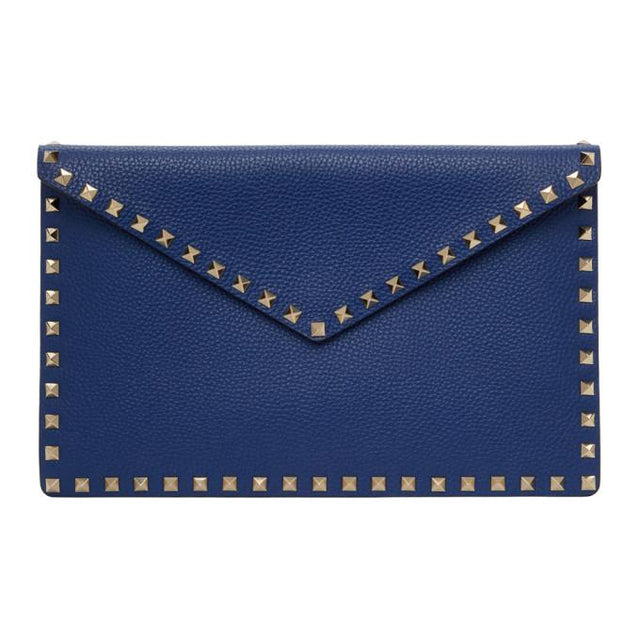 Valentino Blue Valentino Garavani Large Rockstud Flat Pouch