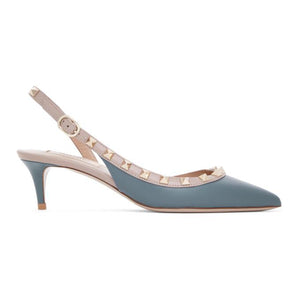 Valentino Blue Valentino Garavani Rockstud Slingback Heels