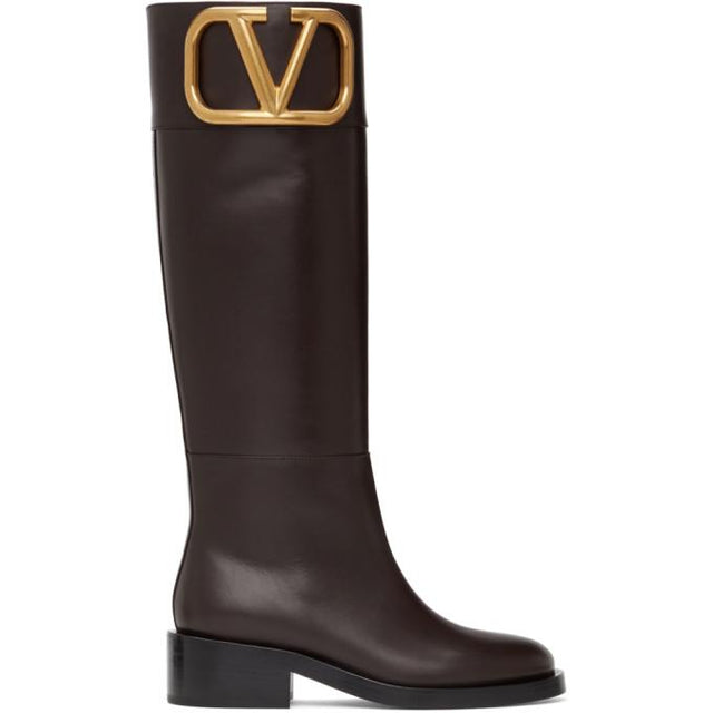 Valentino Brown Valentino Garavani VLogo Boots