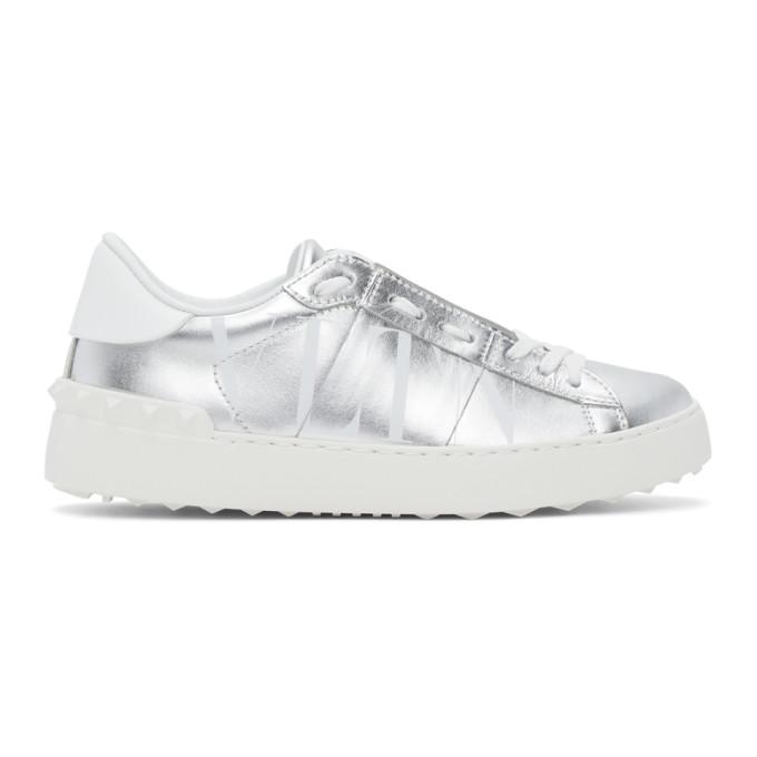Valentino Grey Valentino Garavani Metallic VLTN Open Sneakers