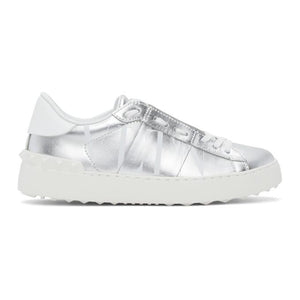 Valentino Grey Valentino Garavani Metallic VLTN Open Sneakers