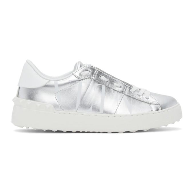 Valentino Grey Valentino Garavani Metallic VLTN Open Sneakers