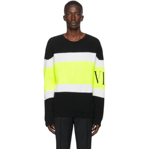 Valentino Multicolor Wool Rib VLTN Sweater – BlackSkinny