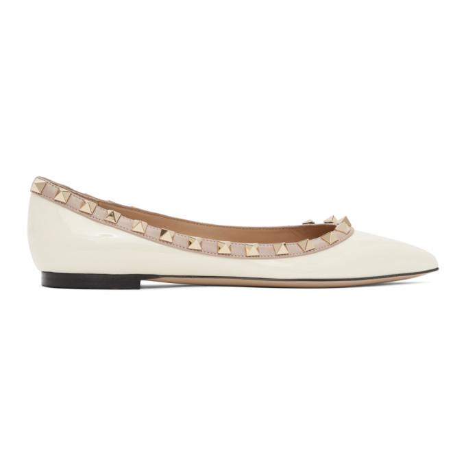 Valentino Off-White Valentino Garavani Patent Rockstud Ballerina Flats