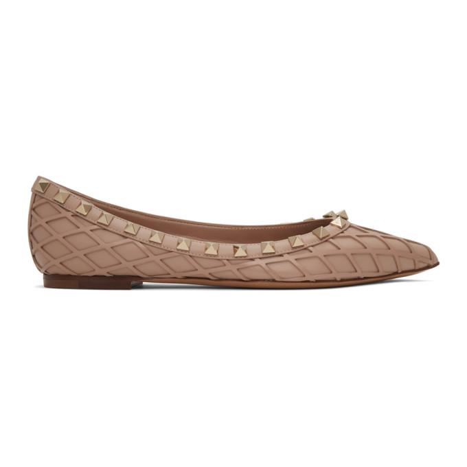 Valentino Pink Valentino Garavani Lattice Rockstud Ballerina Flats