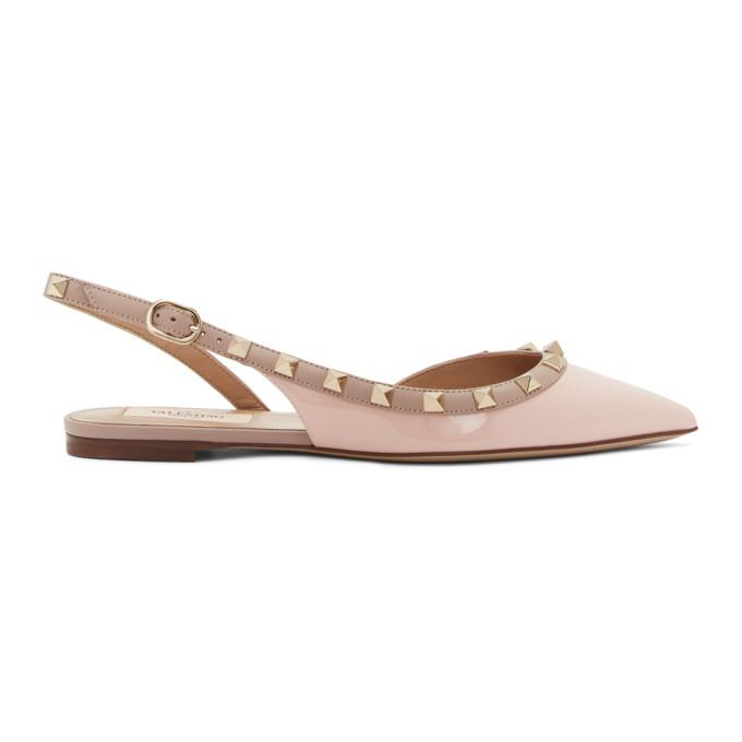 Valentino Pink Valentino Garavani Rockstud Slingback Ballerina Flats