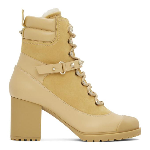 Valentino Tan Valentino Garavani Rockstud Heeled Boots