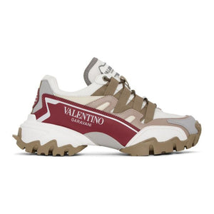 Valentino White and Pink Valentino Garavani Climbers Sneakers