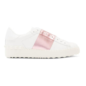 Valentino White and Pink Valentino Garavani Open Sneakers