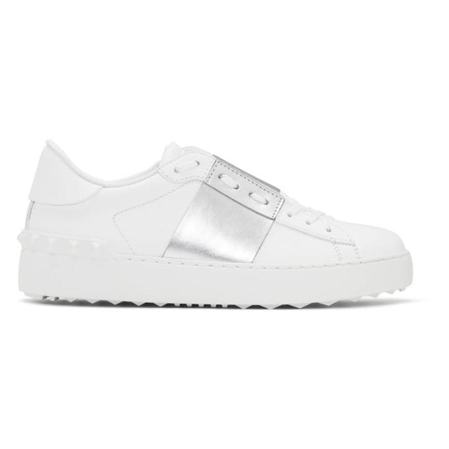 Valentino White and Silver Valentino Garavani Open Sneakers