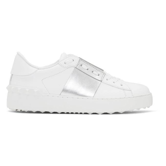 Valentino White and Silver Valentino Garavani Open Sneakers