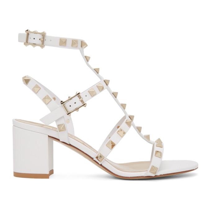 Valentino White Valentino Garavani Rockstud City Cage Sandals