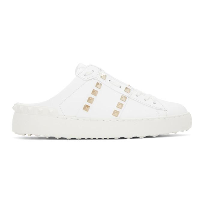 Valentino White Valentino Garavani Rockstud Untitled Backless Sneakers