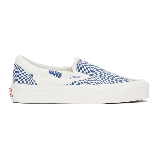 Vans Blue and White CHECK OG Classic Slip-On LX Sneakers