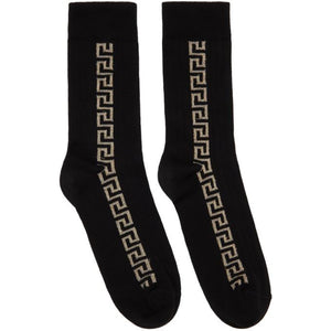 Versace Black and Gold Greca Socks