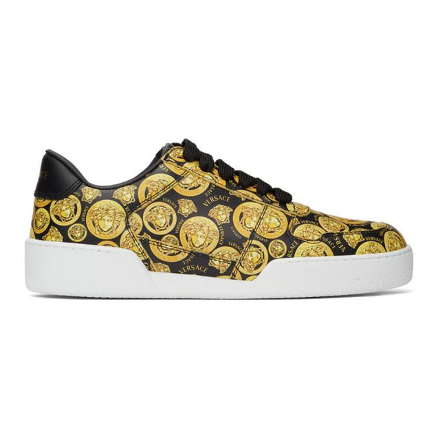 Versace Black and Yellow Medusa Amplified Ilus Sneakers