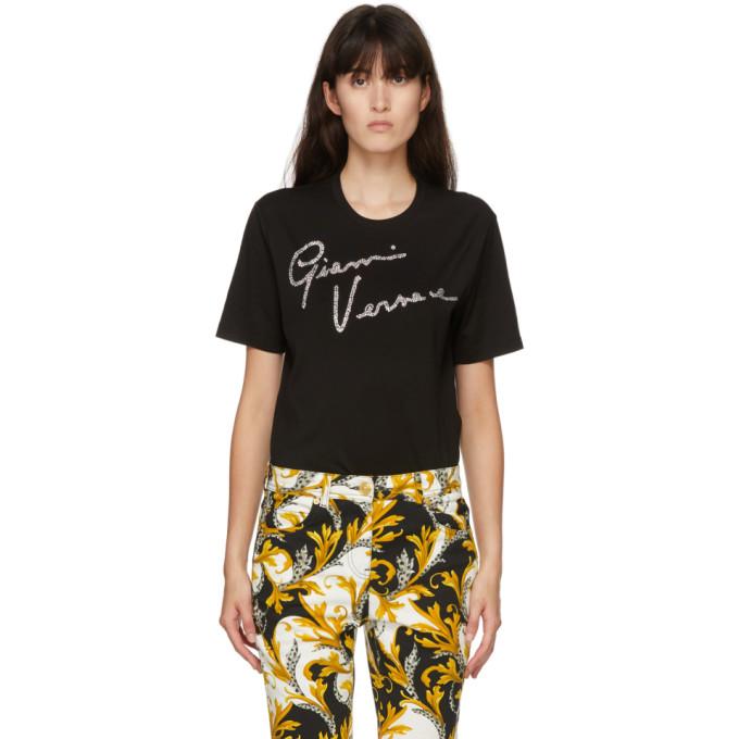 Versace Black Crystal GV Signature T-Shirt
