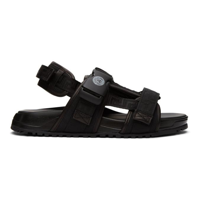 Versace Black Greca Straps Sandals
