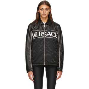 Versace Black Leather Logo Jacket