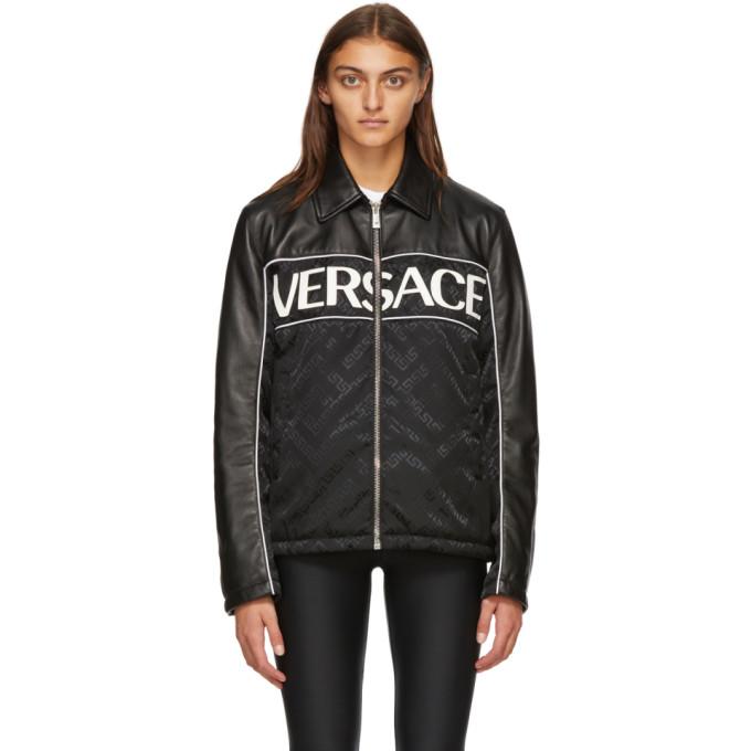 Versace Black Leather Logo Jacket