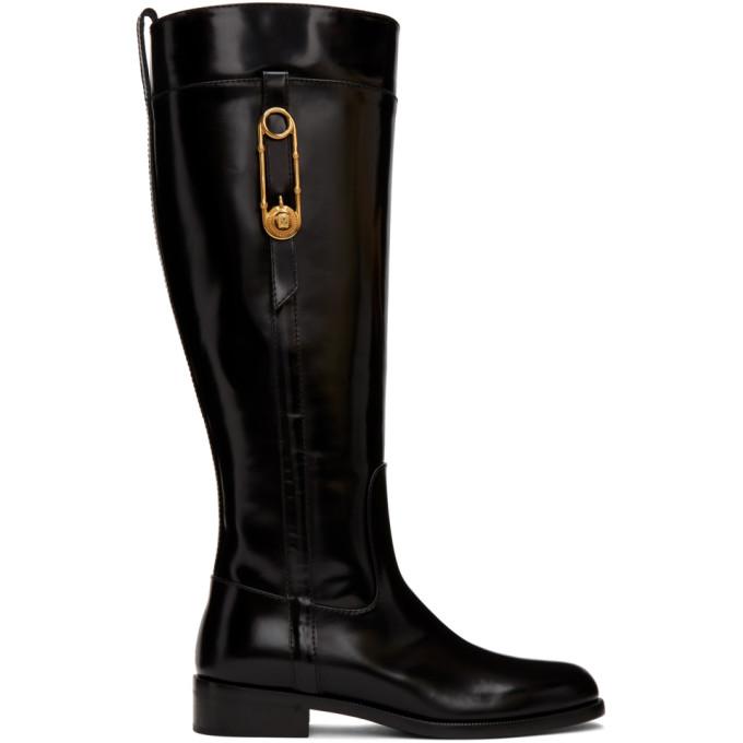 Versace Black Medusa Riding Boots