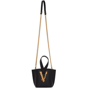 Versace Black Mini Virtus Bucket Bag