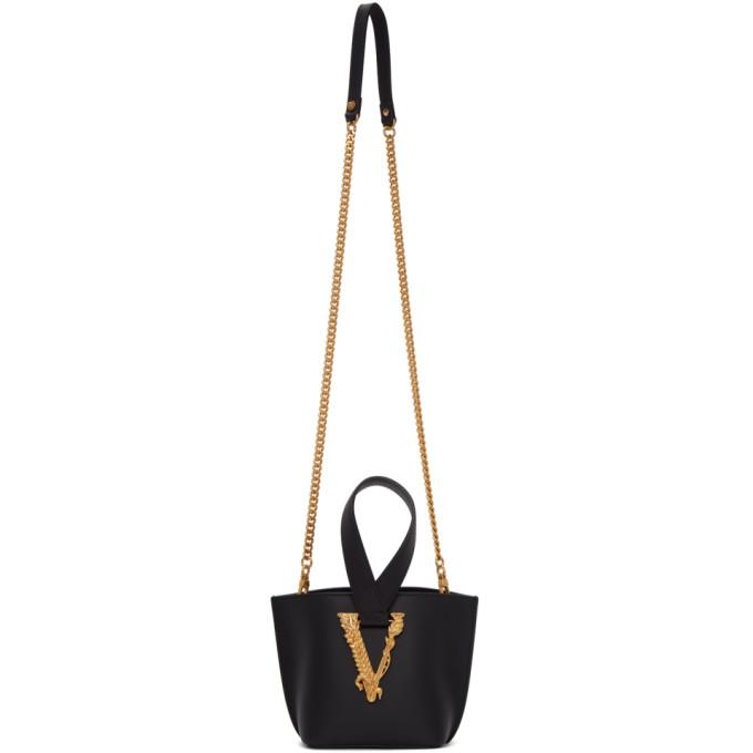 Versace Black Mini Virtus Bucket Bag