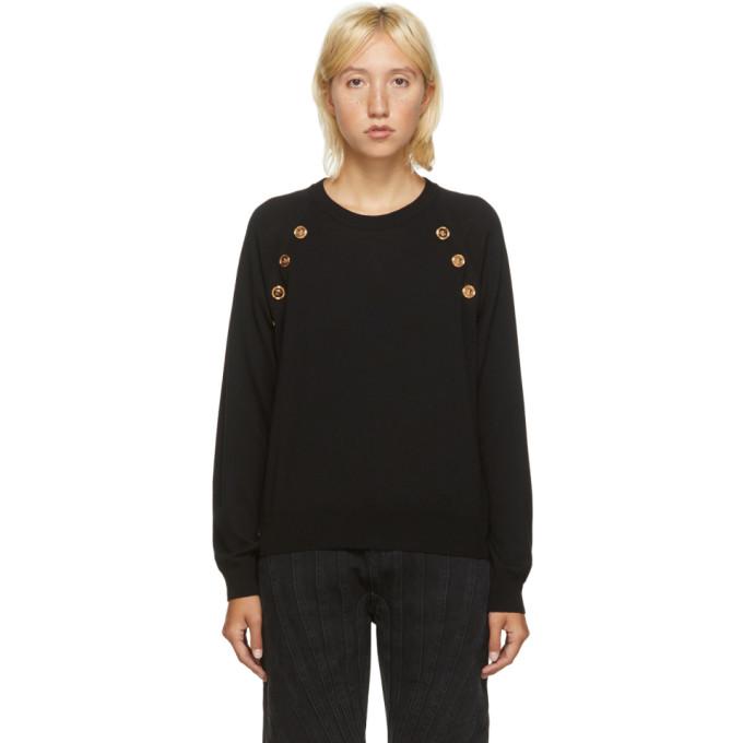 Versace Black Wool Button Sweater