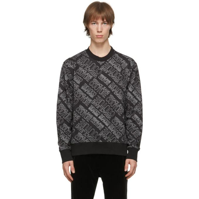 Versace Jeans Couture Black All Over Logo Sweatshirt