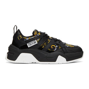 Versace Jeans Couture Black and Gold Barocco Sneakers