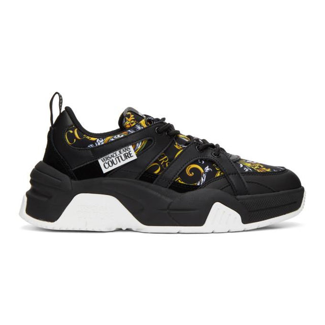 Versace Jeans Couture Black and Gold Barocco Sneakers