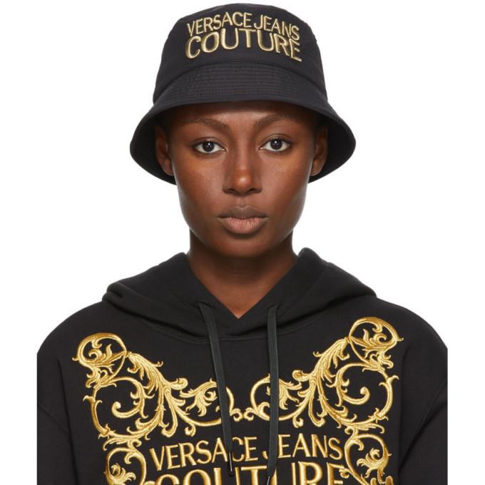 nationale vlag via Alcatraz Island Versace Jeans Couture Black and Gold Embroidered Logo Bucket Hat –  BlackSkinny