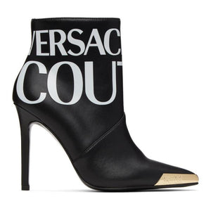 Versace Jeans Couture Black Logo Ankle Boots