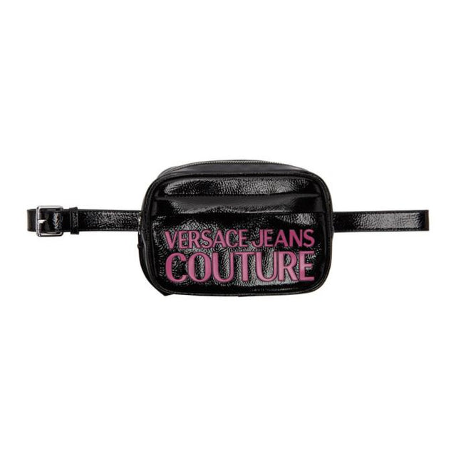 Versace Jeans Couture Black Logo Vinyl Belt Bag