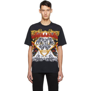 Versace Jeans Couture Baroque Logo T Shirt Black