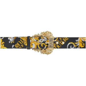 Versace Jeans Couture Black Saffiano Baroque Belt