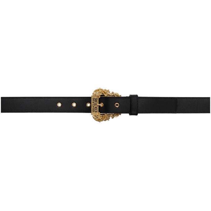 Versace Jeans Couture Black Small Baroque Buckle Belt