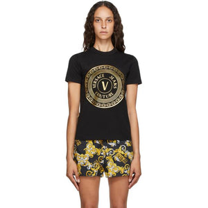 Versace Jeans Couture Black V-Emblem Logo T-Shirt