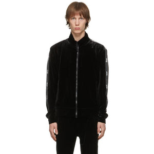 Versace Jeans Couture Black Velvet Bomber Hoodie