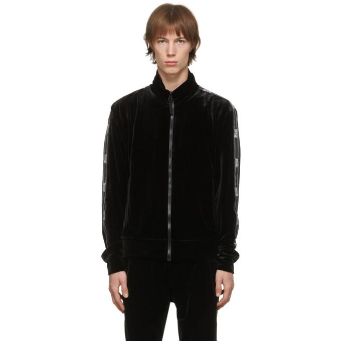 Versace Jeans Couture Black Velvet Bomber Hoodie