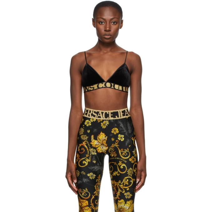 Versace Jeans Couture Black Velvet Triangle Bra