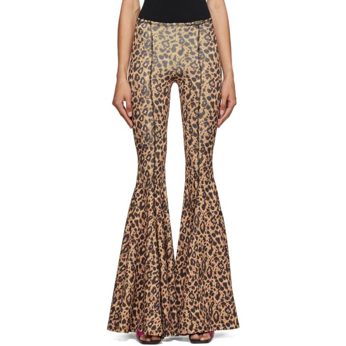 Versace Jeans Couture Brown Animalier Print Flared Trousers