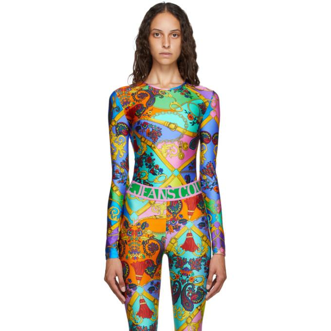 Versace Jeans Couture Multicolor Belts Print Bodysuit