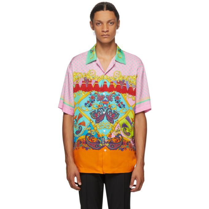 Versace Jeans Couture Pink Paisley Fantasy Short Sleeve Shirt
