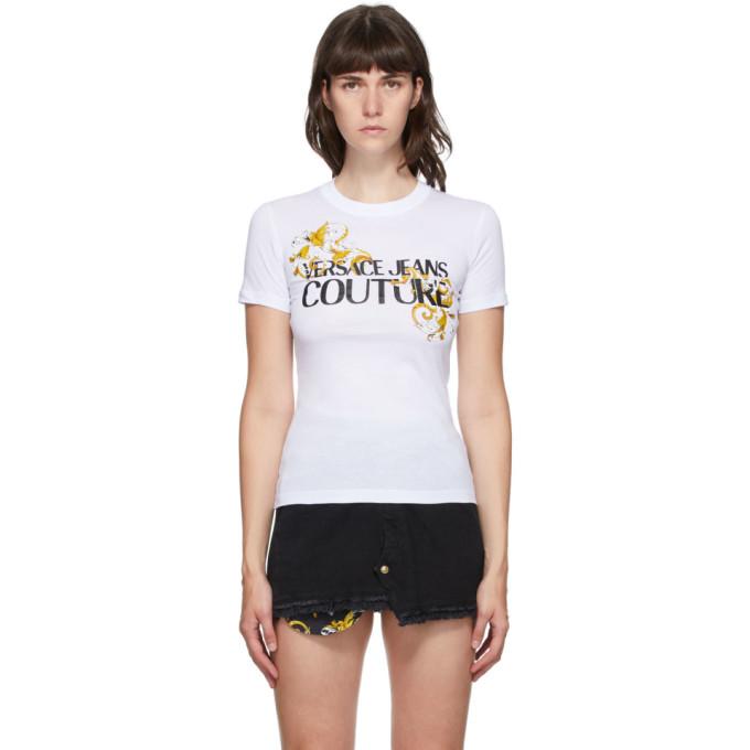 Versace Jeans Couture White Baroque Accent T-Shirt