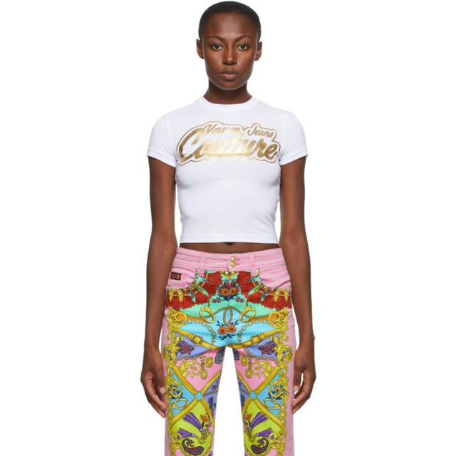 Versace Jeans Couture White Institutional Logo College T-Shirt