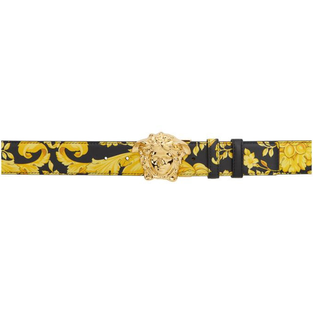 Versace Reversible Black and Gold Morocco Medusa Belt