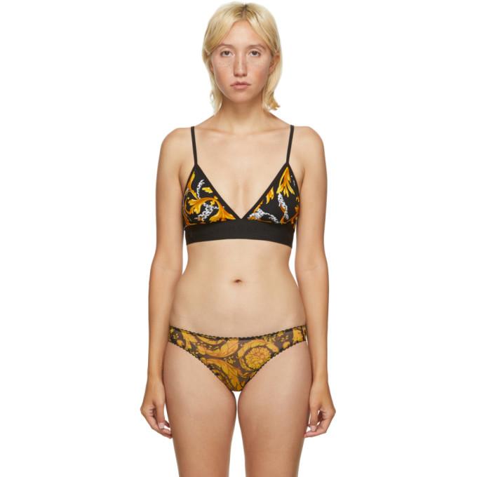 Versace Underwear Black All Over Print Triangle Bra